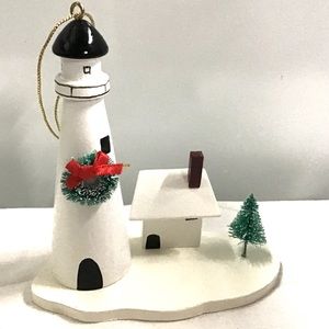 Lighthouse Christmas wreath ornament 4 5/8” tall